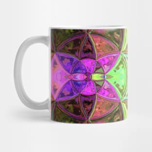 Mosaic Kaleidoscope Flower Pink Blue and Green Mug